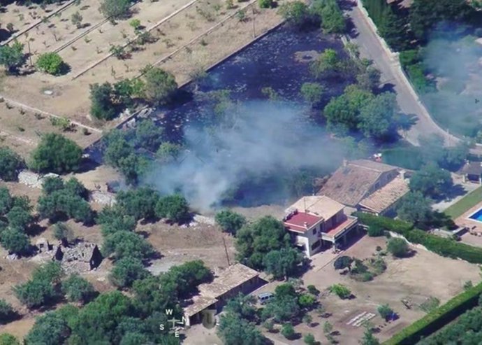 Imagen aérea del incendio iniciado en la Finca de Son Mas.