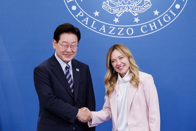 June 12, 2026, Rome, Italia, Italy: Prime Minister Giorgia Meloni and President Lee Jae Myung of the Republic of Korea during the exchange of agreements ceremony on the sidelines of their meeting, Rome, 12/06/2026