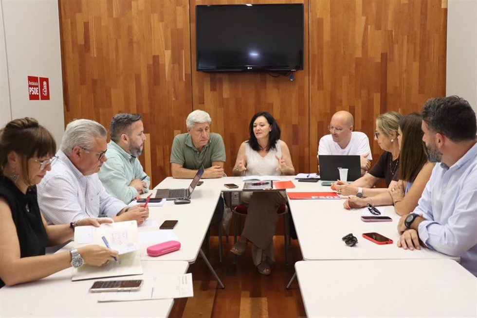 Crespín (centro, al fondo), durante la reunión de la Comisión Permanente y del Grupo Parlamentario Socialista de Córdoba.