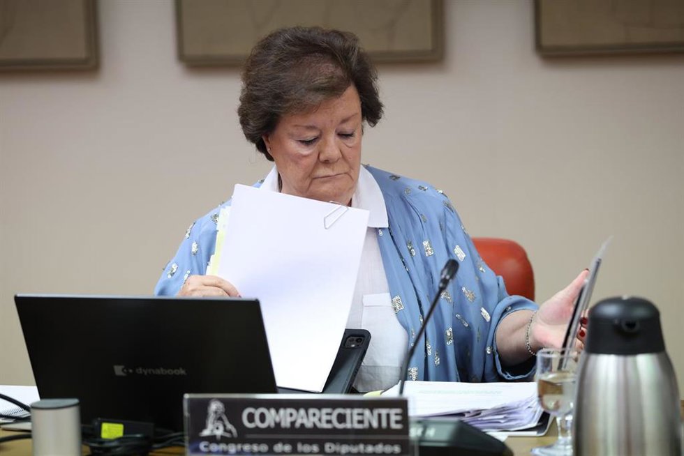 La presidenta del Tribunal de Cuentas, Enriqueta Chicano, comparece ante la Comisión Mixta para las Relaciones con el Tribunal de Cuentas, en el Congreso de los Diputados, a 9 de junio de 2026, en Madrid (España). 