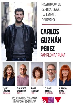 Representantes de Izquierda Unida de Navarra que se integrarán en la candidatura conjunta de Contigo-Zurekin en las elecciones de 2027.