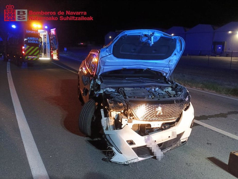 Imagen del vehículo accidentado en Marcilla.