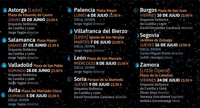 Programación de una nueva edición de 'Plazas Sinfónicas' que comienza el 25 de junio.