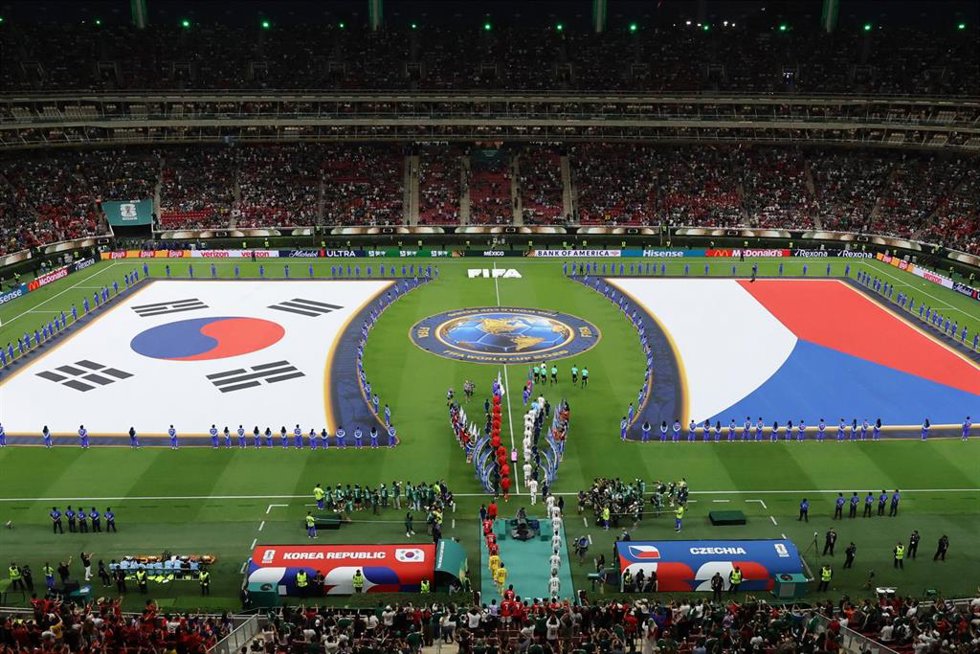 11 June 2026, Mexico, Zapopan: The flags of South Korea and Czech Republic are displayed on the pitch prior to the start of the 2026 FIFA World Cup Group A soccer match between South Korea and Czech Republic at Guadalajara Stadium. Photo: -/YNA/dpa