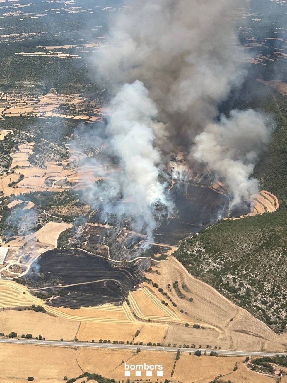 Imagen del incendio en Sanaüja (Lleida)