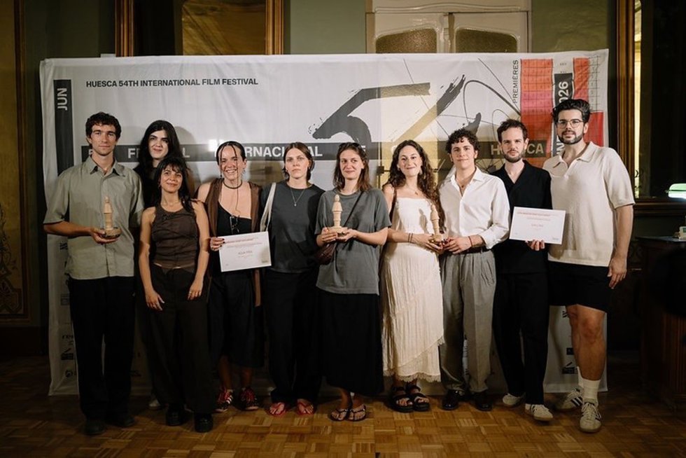 Foto de familia de los premiados en el 54º HIFF de Huesca.