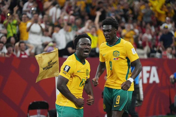 13 June 2026, Canada, Vancouver: Australia's Nestory Irankunda celebrates scoring his side's first goal past Turkey's Ugurcan Cakir during the 2026 FIFA World Cup Group D soccer match between Australia and Turkey at BC Place Vancouver. Photo: Darryl Dyck/