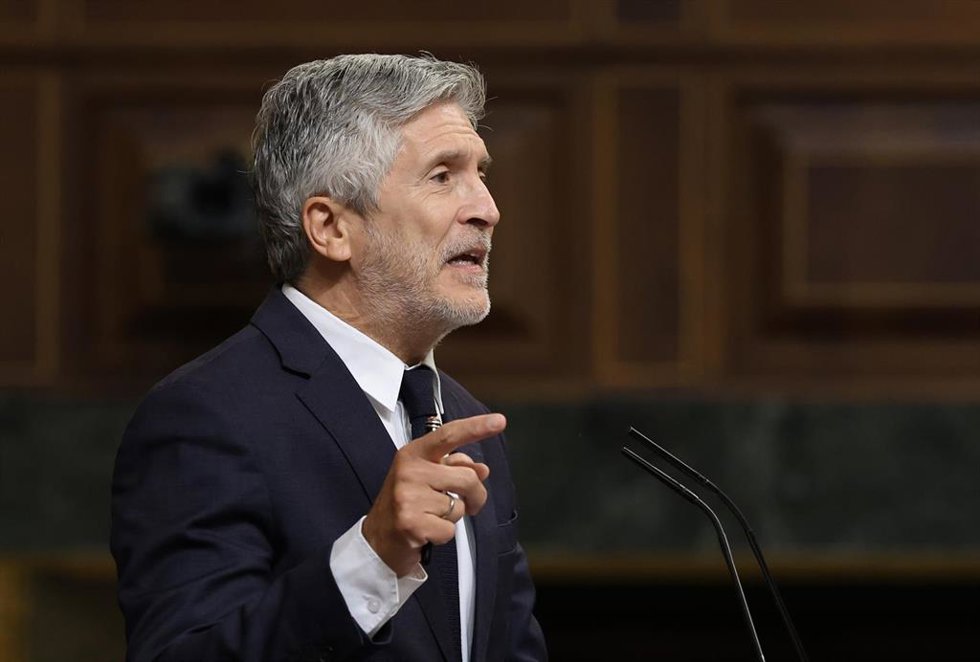 El ministro del Interior, Fernando Grande-Marlaska, durante una sesión de control al Gobierno, en el Congreso 
