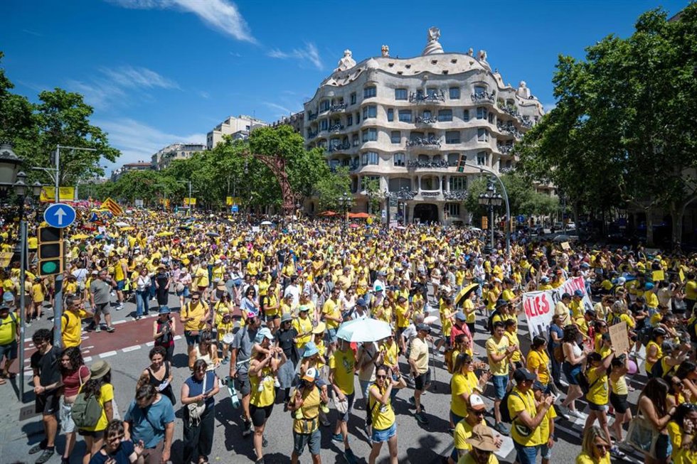 Imagen de la manifestación docente en Barcelona