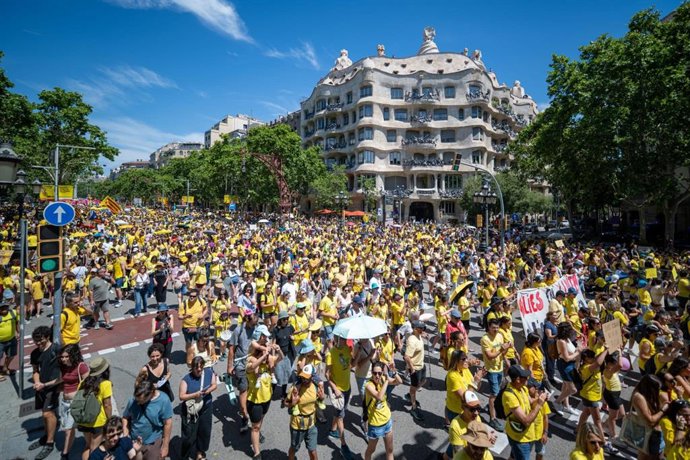 Imatge de la manifestació docent a Barcelona