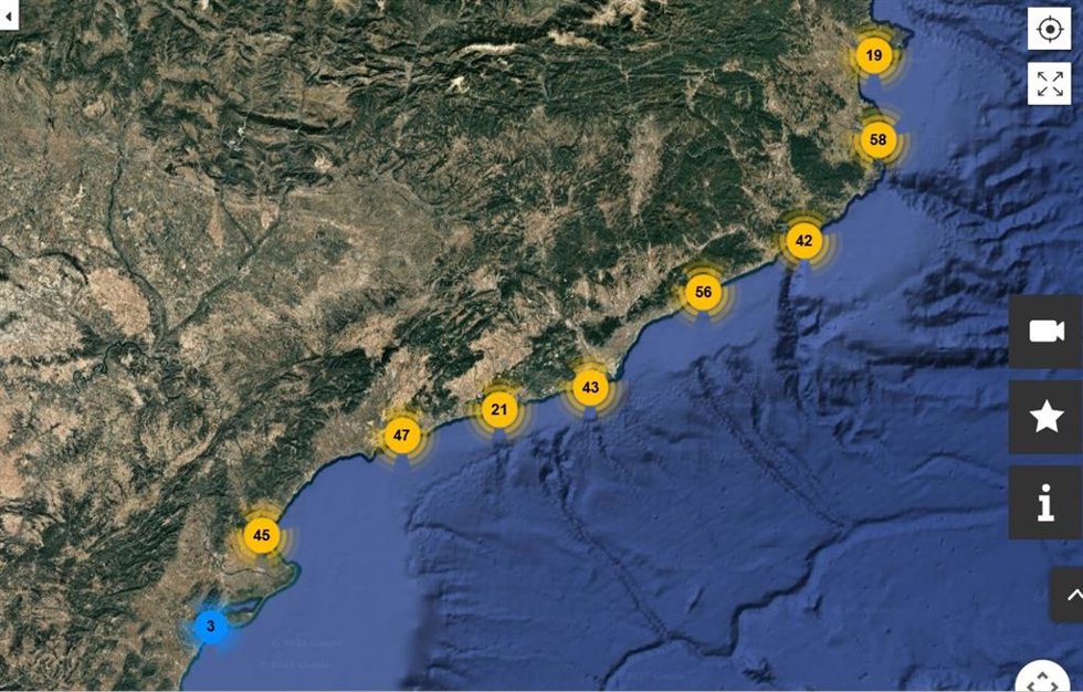 Imagen del visor de playas de Protecció Civil