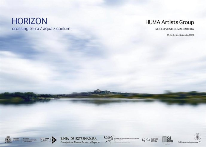 Archivo - Cartel de la exposición 'Horizon: Crossing Terra, Aqua and Caelum', del colectivo HUMA Artists Group, que puede visitarse del 18 de junio al 5 de julio en el Museo Vostell Malpartida.