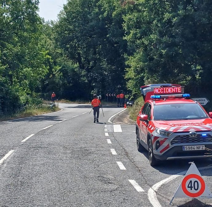 Agentes de la Policía Foral en el lugar del accidente.