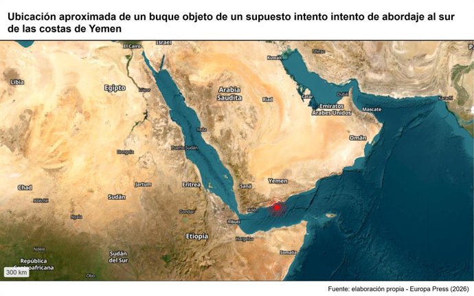 Archivo - Arquivo - Localização aproximada de um navio que teria sido alvo de uma suposta tentativa de abordagem ao sul da costa do Iêmen