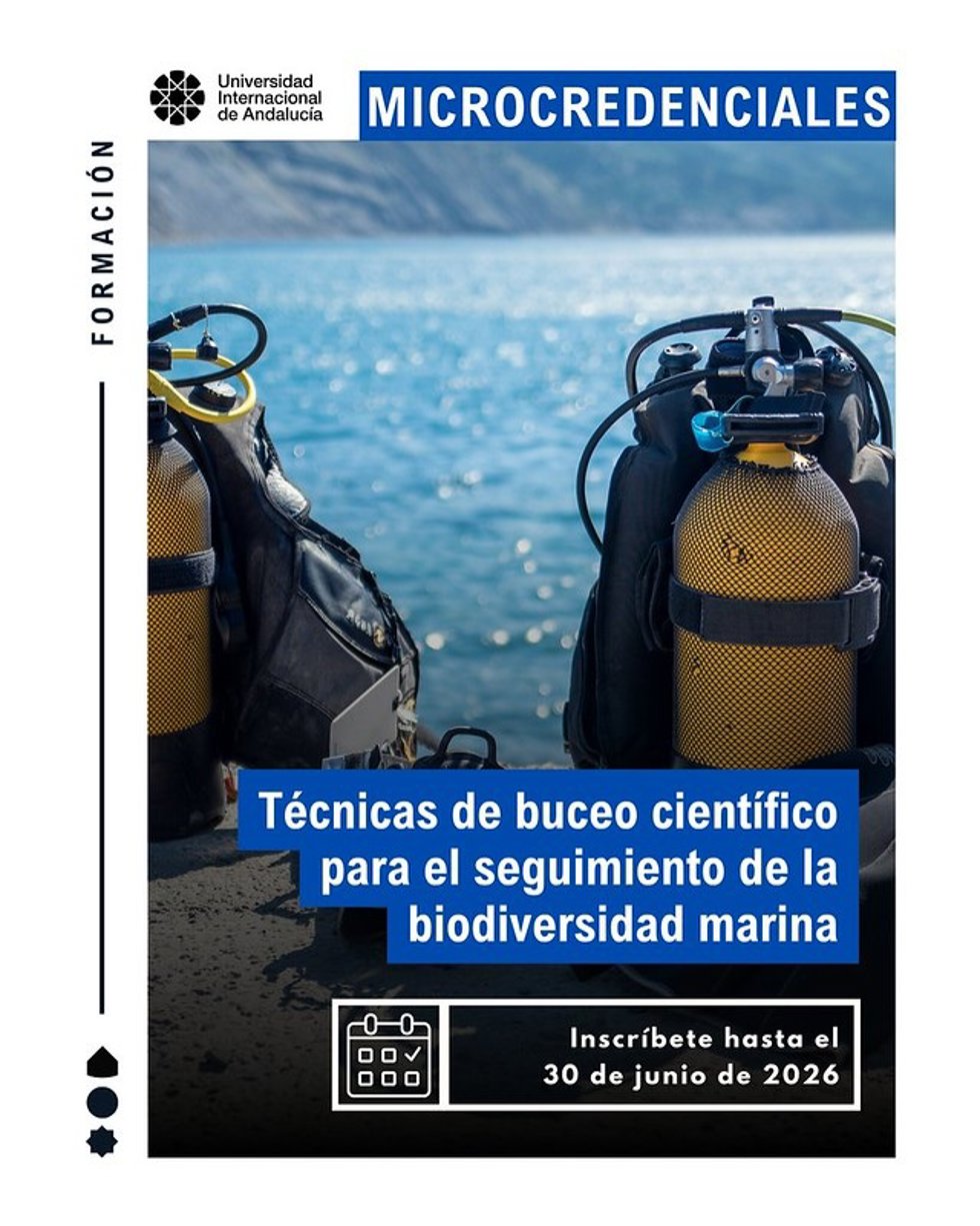 Cartel microcredencial de buceo de la UNIA