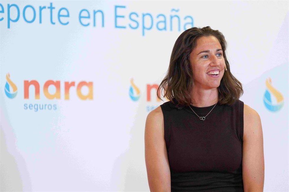 La tenista española Sara Sorribes, durante la presentación del estudio 'Radiografía del bienestar emocional y el deporte en España', realizado por Nara Seguros.