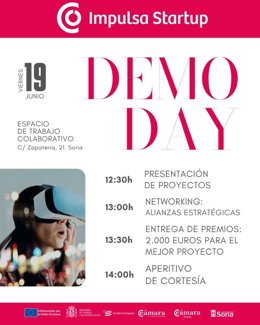 Cartel del Demo Day de Impulsa Startup en Soria.