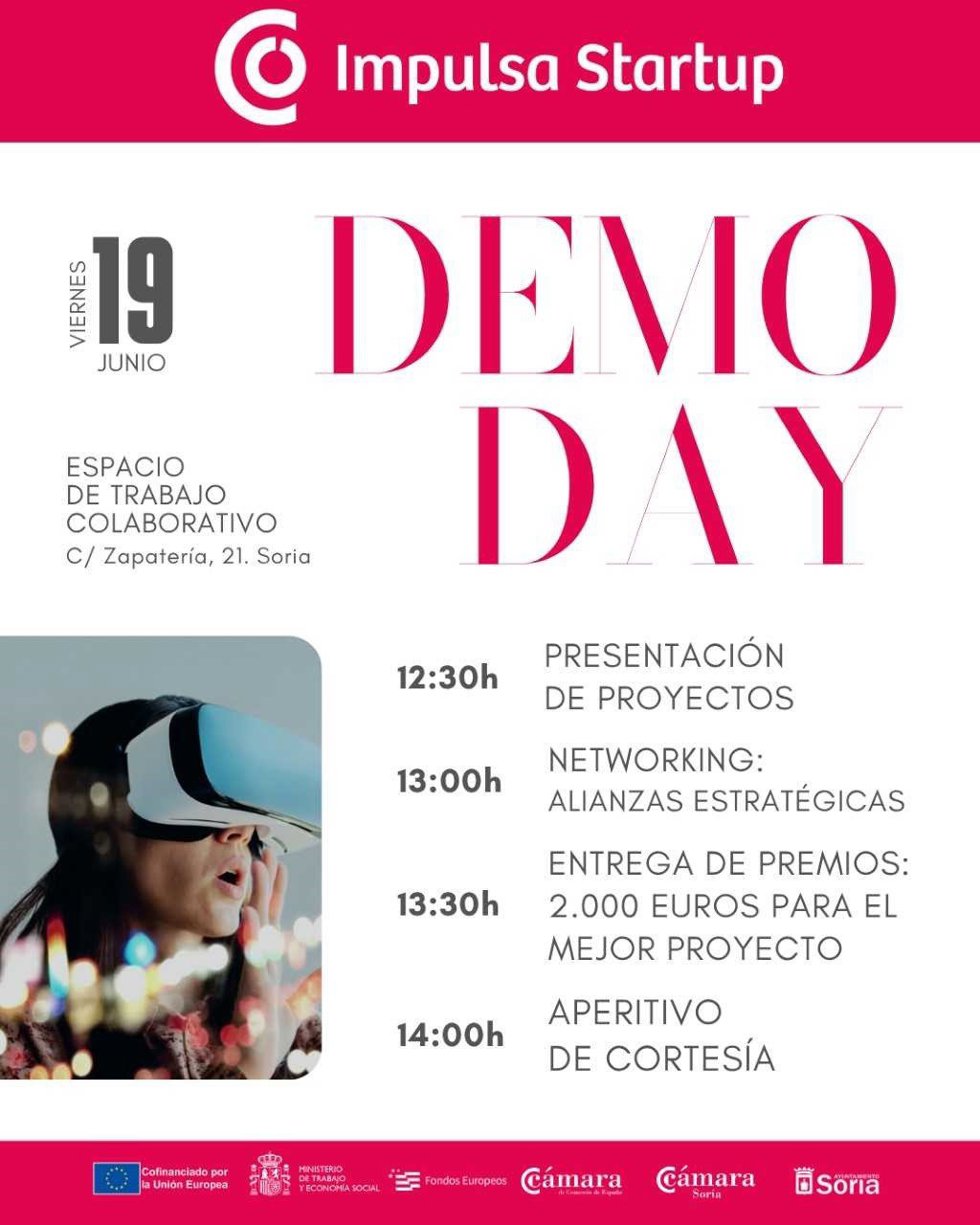 Cartel del Demo Day de Impulsa Startup en Soria.