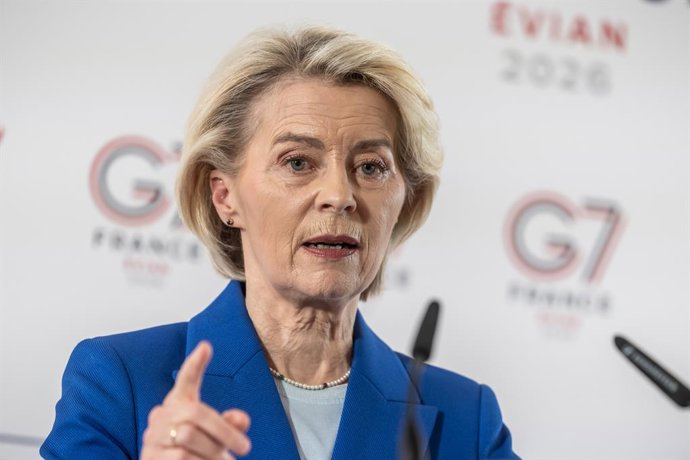 La presidenta de la Comissió Europea, Ursula von der Leyen, intervé durant una roda de premsa prèvia a la cimera del G7 a Evian