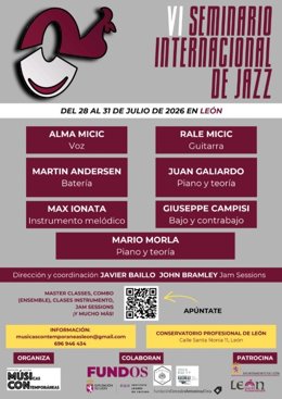 El VI Seminario Internacional de Jazz reunirá en León del 28 al 31 de julio a destacados músicos y profesores de esta disciplina.