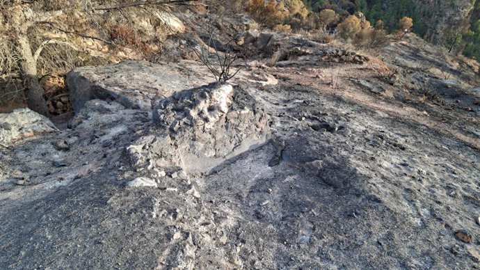 Restos calcinados del castillo de Los Garres