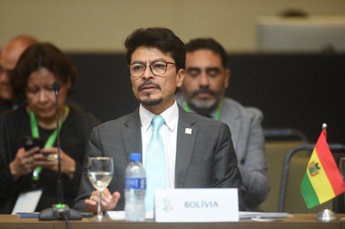Archivo - FOZ DO IGUACU, Dec. 19, 2025  -- Bolivian Foreign Minister Fernando Aramayo participates in the Common Market Council meeting of Mercosur in Foz do Iguacu, Brazil, on Dec. 19, 2025.