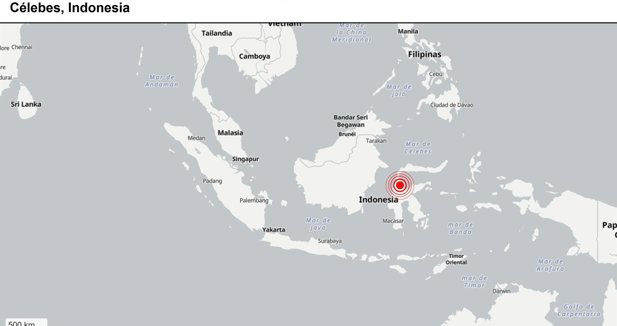 Registrado un terremoto de magnitud 6,7 en Célebes, en el centro de Indonesia