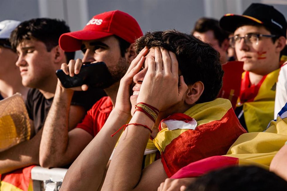 Varias personas durante el primer partido disputado por la selección española en la Copa Mundial de la FIFA 2026, a 15 de junio de 2026, en Madrid (España). La selección de España disputa su primer encuentro contra la selección de Cabo Verde correspondien
