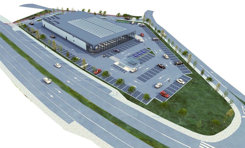 Recreación del nuevo supermercado Lidl en Gijón.