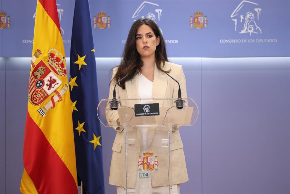 La portavoz de Vox en el Congreso, Pepa Millán, durante una rueda de prensa, en el Congreso de los Diputados, a 9 de junio de 2026, en Madrid (España).