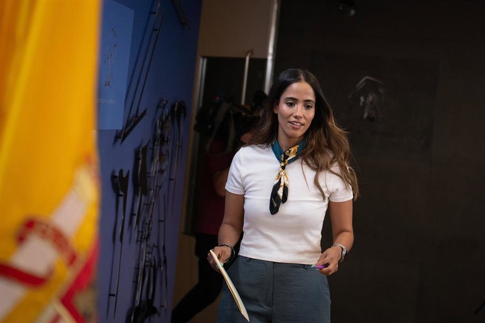 La diputada de Sumar Tesh Sidi durante una rueda de prensa en el Congreso de los Diputados, a 16 de junio de 2026, en Madrid (España).