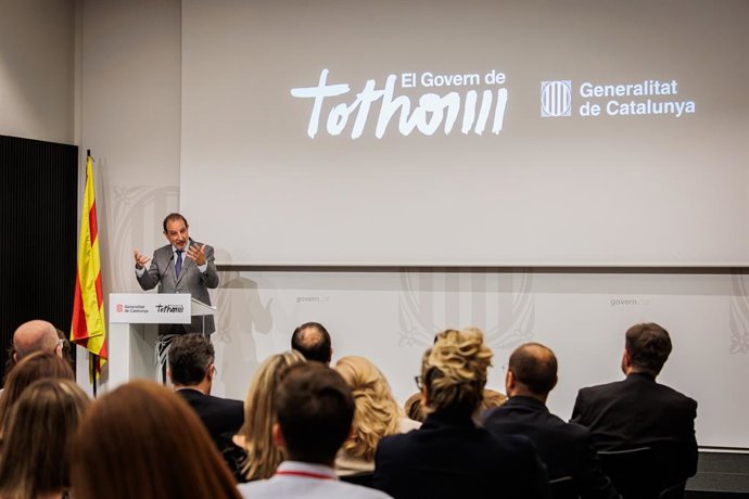 El conseller de Justícia i Qualitat Democràtica, Ramon Espadaler, durant l'acte 