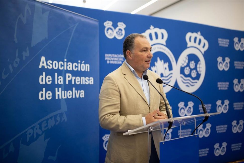 El presidente de la Diputación de Huelva, David Toscano, durante el acto.