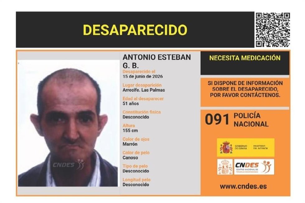 Antonio Esteban G.B., desaparecido en Arrecife (Lanzarote)