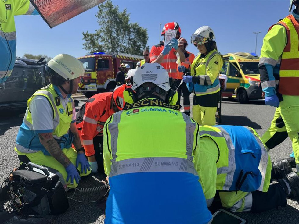 Tres heridos al colisionar dos turismos y una motocicleta en la conexión de la M-40 y la M-501 en Pozuelo