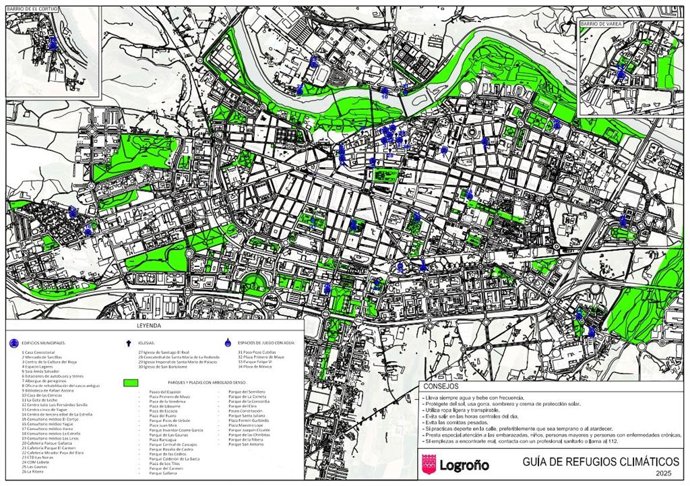 Logroño cuenta con una red de 65 espacios que funcionan como refugios climáticos ante las altas temperaturas