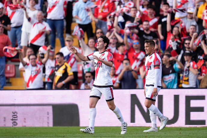 Sergio Camello of Rayo Vallecano celebrates a goal during the Spanish League, LaLiga EA Sports, football match played between Rayo Vallecano and Villarreal CF at Estadio de Vallecas on May 17, 2026, in Madrid, Spain.