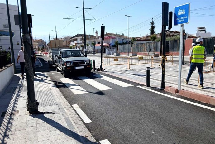 Viales abiertos al tráfico tras las obras del metro en Churriana.