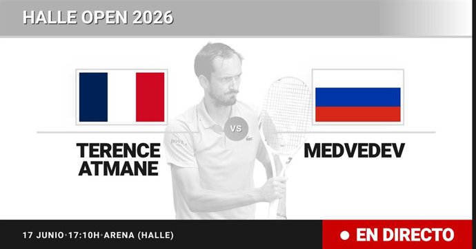 Terence Atmane - Daniil Medvedev: resumen y estadísticas del partido de Octavos de final de Halle Open