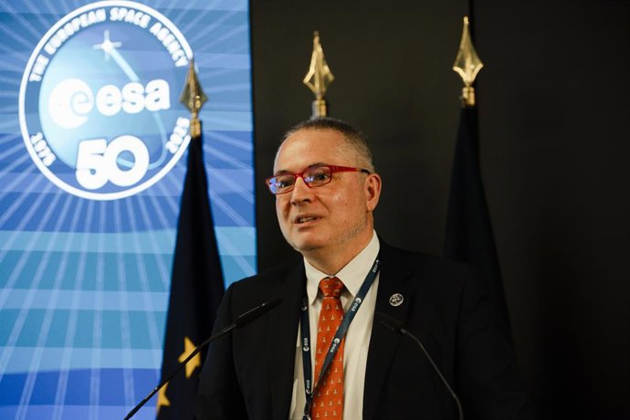 Archivo - Arquivo - O diretor da Agência Espacial Espanhola, Juan Carlos Cortés, discursa no Centro Europeu de Astronomia Espacial (ESAC), em 16 de outubro de 2025, em Villanueva de la Cañada, Madri (Espanha). Personalidades de destaque visitaram a Agênci