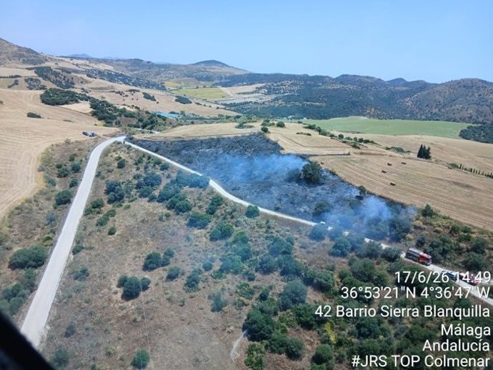 Incendio declarado en un paraje del municipio malagueño de Almogía