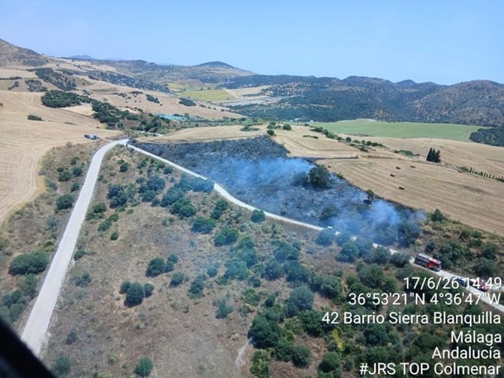Incendio declarado en un paraje del municipio malagueño de Almogía