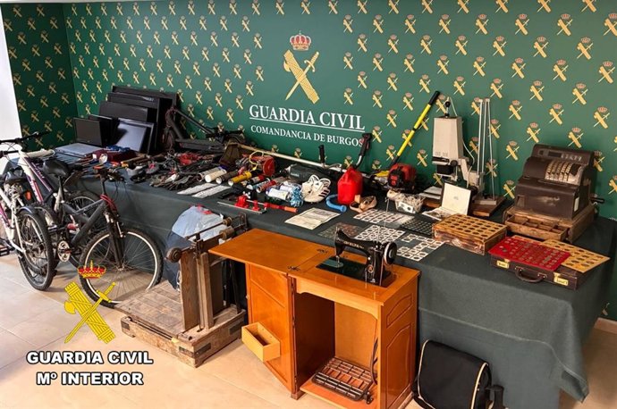 Objetos incautados en los robos.