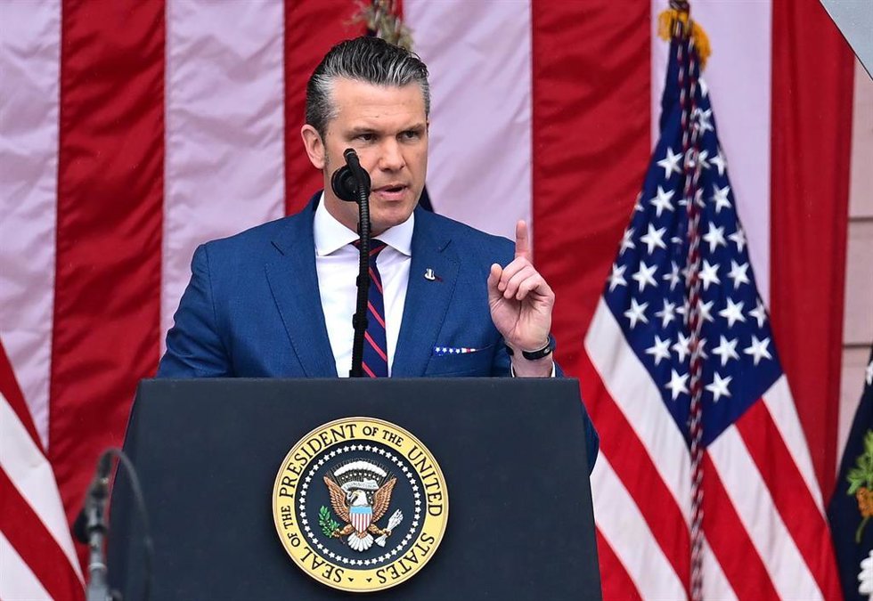 El secretario de Defensa de Estados Unidos, Pete Hegseth, durante un acto en Arlington en mayo de 2026 (archivo)