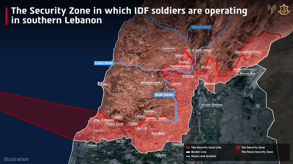 Israel publica un mapa de su invasión de Líbano