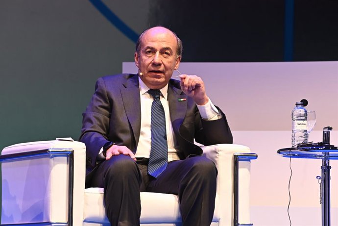 El expresidente de México, Felipe Calderón, durante la celebración de la primera jornada del Congreso "La oportunidad del futuro", a 18 de junio de 2026, en Zaragoza, Aragón  (España). Este encuentro socioeconómico, organizado por la Fundación Ibercaja co