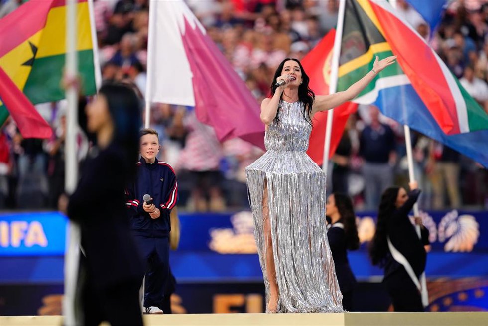 Katy Perry performs at the Opening Ceremony during the FIFA World Cup 2026 Group D match between USA and Paraguay at Los Angeles Stadium on June 12, 2026 in Los Angeles, California.