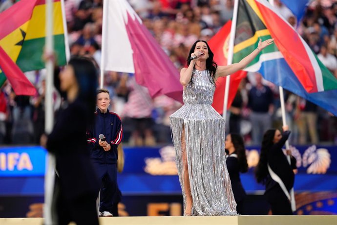 Katy Perry performs at the Opening Ceremony during the FIFA World Cup 2026 Group D match between USA and Paraguay at Los Angeles Stadium on June 12, 2026 in Los Angeles, California.