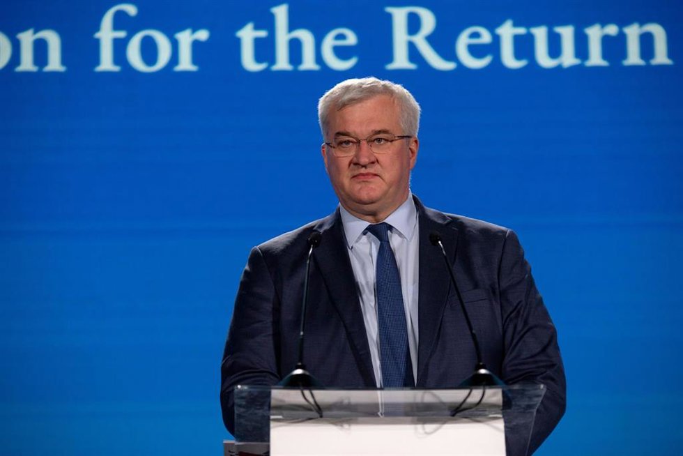 Archivo - El ministro de Exteriores de Ucrania, Andri Sibiga, en un foro en Kiev.