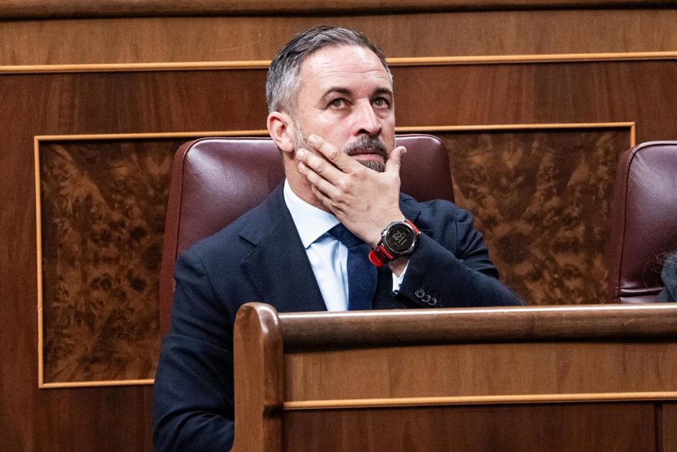 El presidente de Vox, Santiago Abascal, durante un pleno en el Congreso de los Diputados, a 11 de junio de 2026, en Madrid (España). 